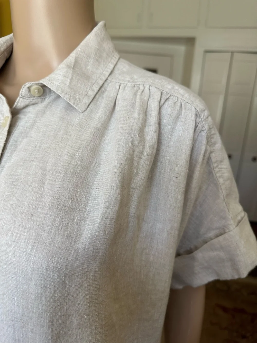 J Crew Baird McNutt Irish linen short sleeve shirtdress flax color size S